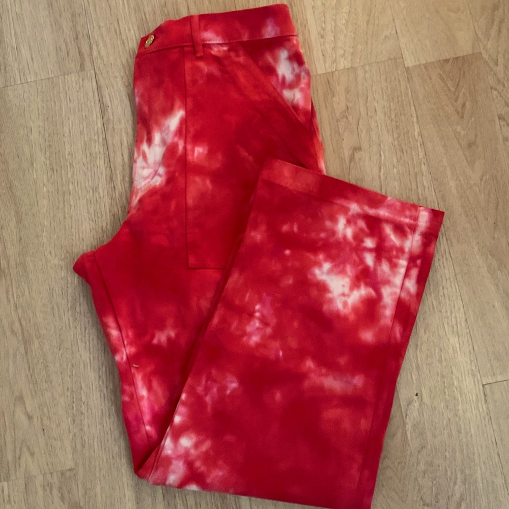 Big bud press red bleached worker pants